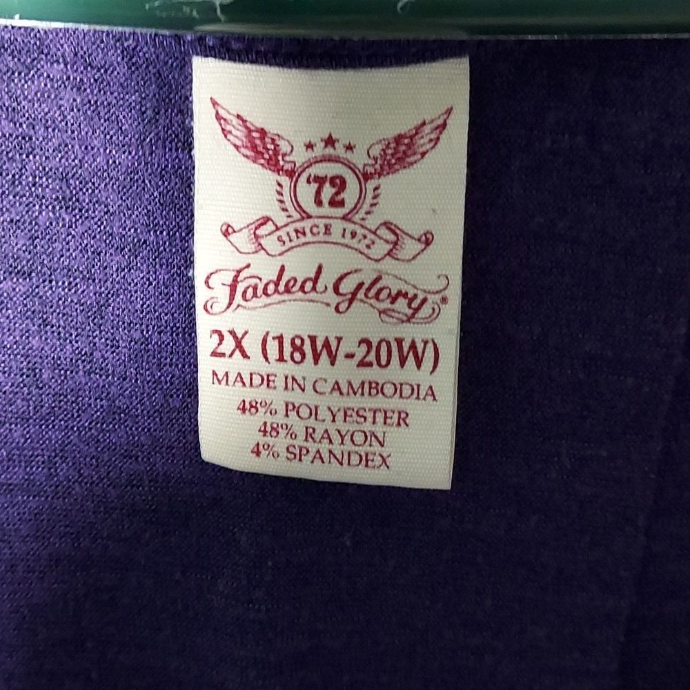 Faded Glory 2X (18W 20W) Purple Tank Top Shirt - Picture 3 of 13